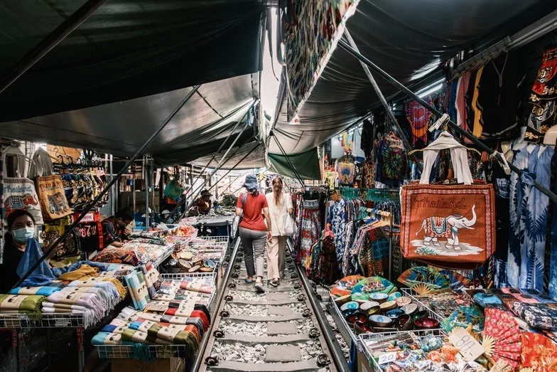 Maeklong Railway Market street scene