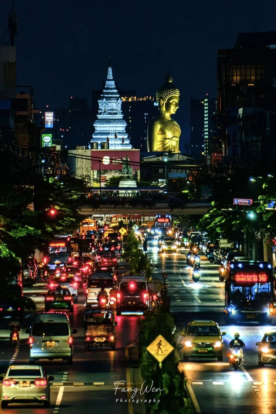 Sunset Buddha on the sky bridge