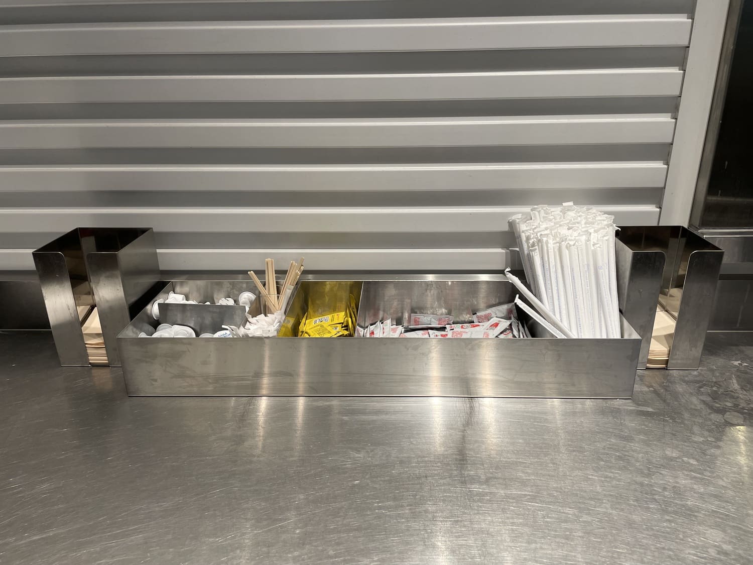 Self-service sauce area