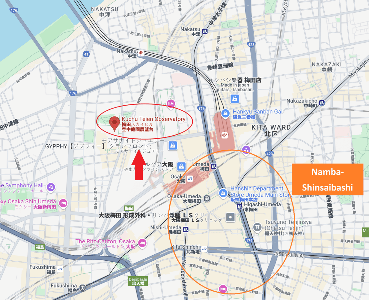 Location of Umeda Blue Sky Building