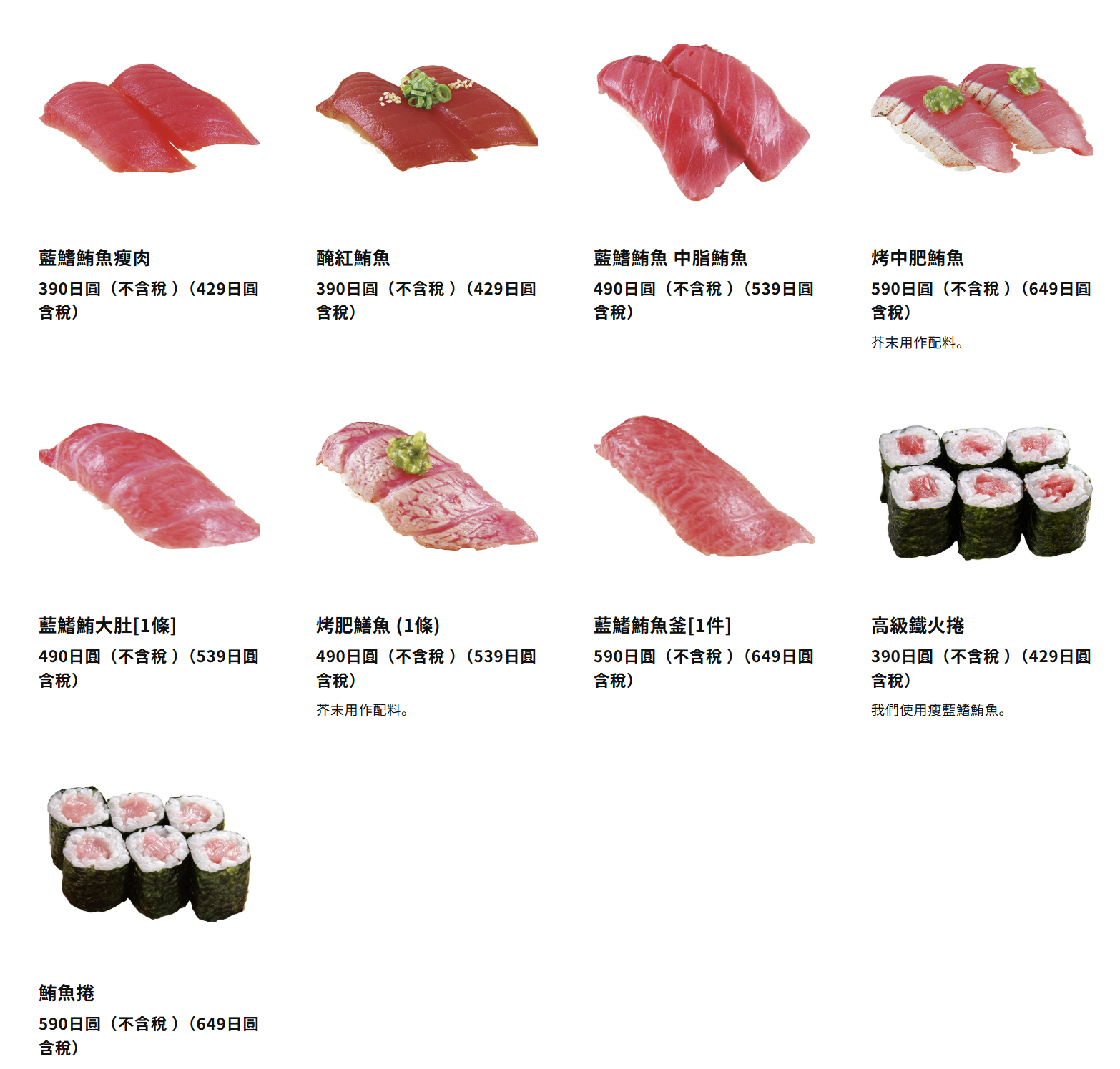 藍鰭鮪魚價目表